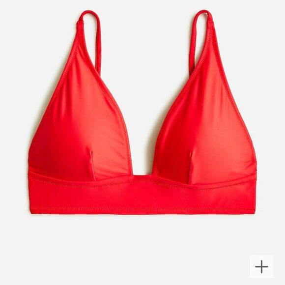 J. Crew Plunge V-neck‎ Bikini Top Bright Cerise Red NEW Swim BC120 - Picture 1 of 2